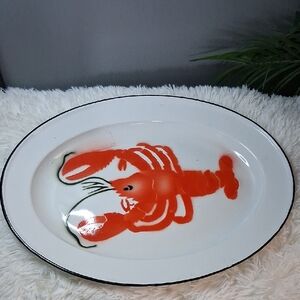 Enamelware LARGE LOBSTER PLATTER 17.5" X 13.5” Vintage Design Oval Platter